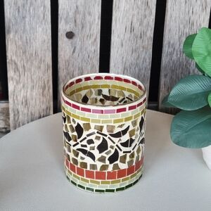 Mosaic Candle Holder by TAG with Red and Green Accents